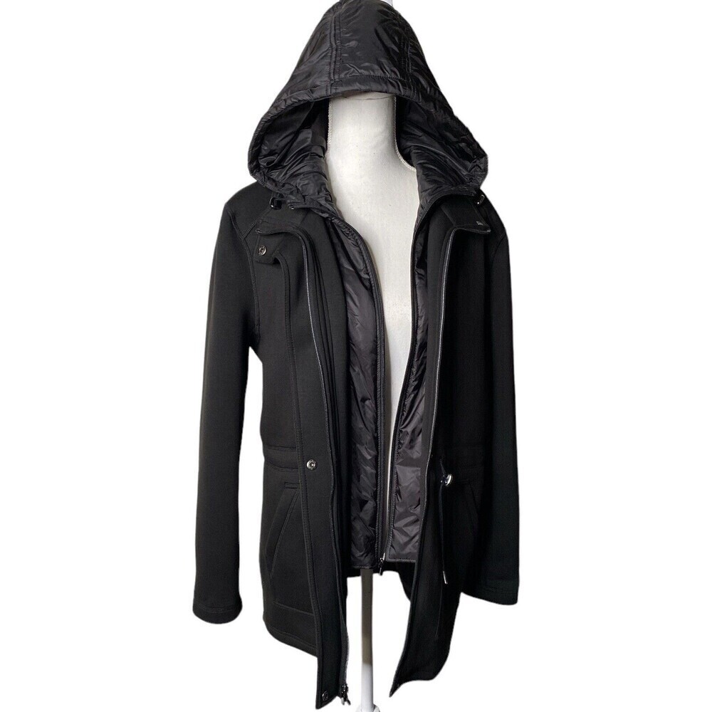 Kenneth Cole New York GIII Apparel Group Jacket Coat Hooded Black SZ Large Women